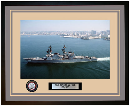 USS HARRY W HILL DD-986 Framed Navy Ship Photo Grey