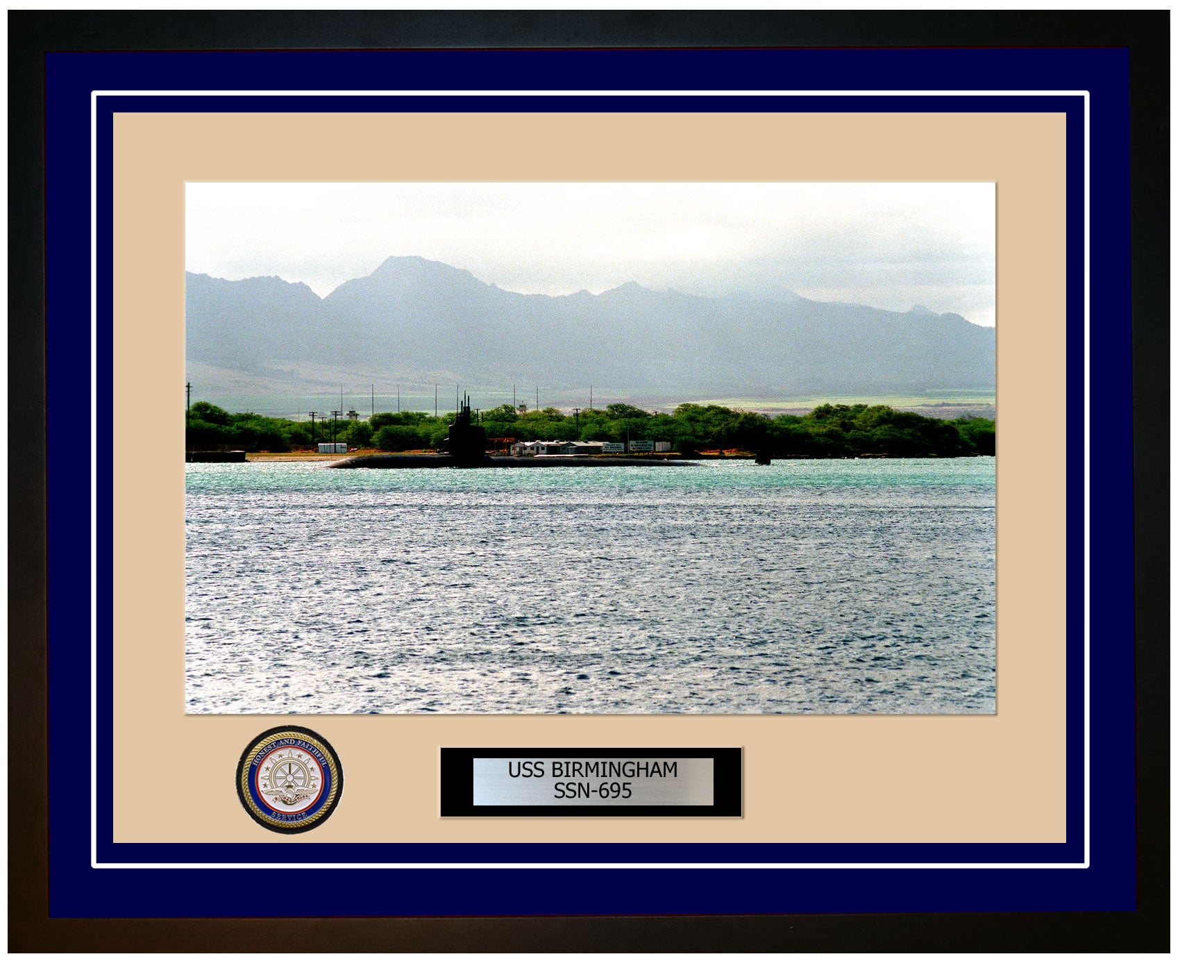 USS Birmingham SSN-695 Framed Navy Ship Photo Blue