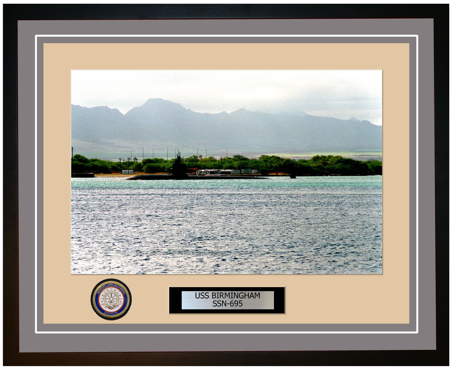 USS Birmingham SSN-695 Framed Navy Ship Photo Grey