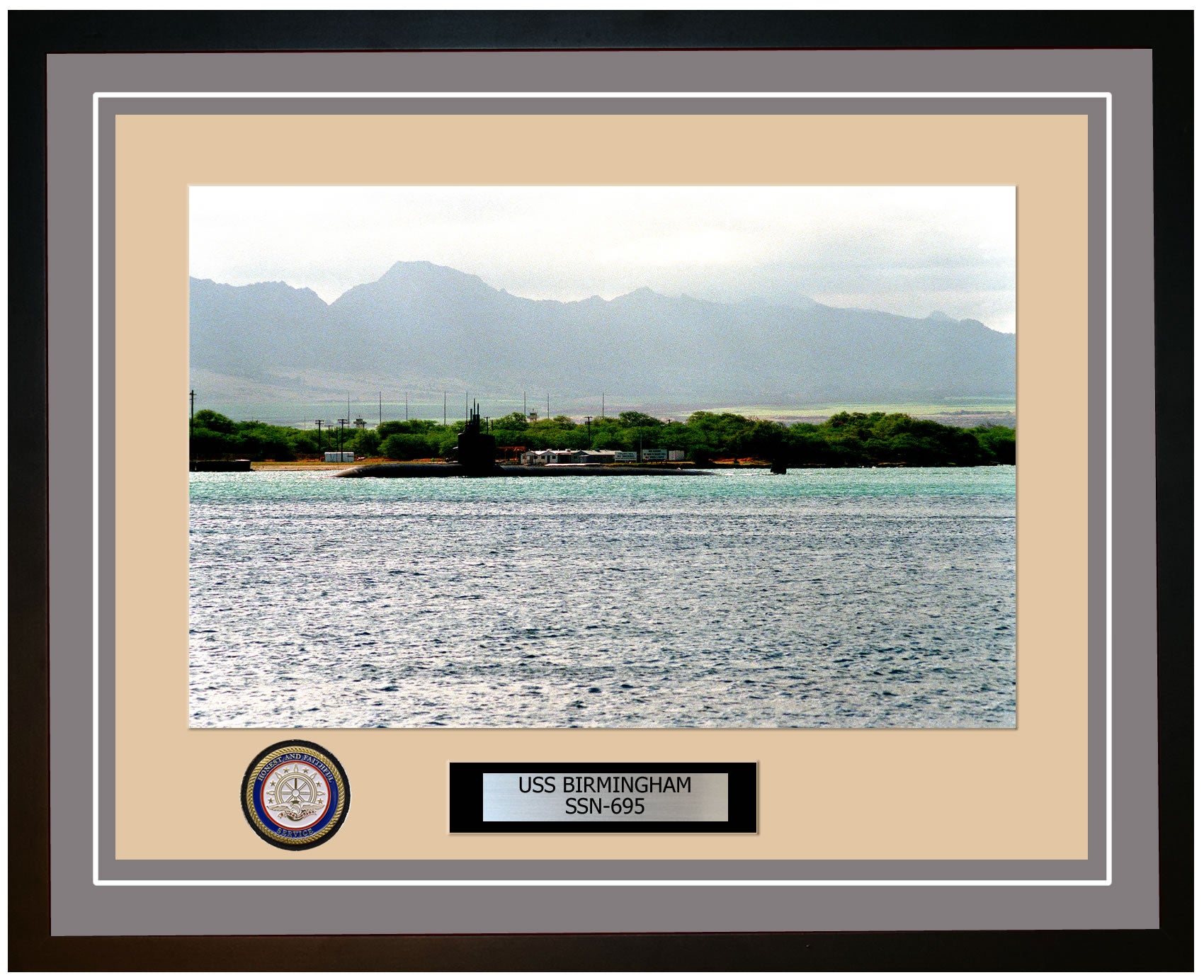 USS Birmingham SSN-695 Framed Navy Ship Photo Grey