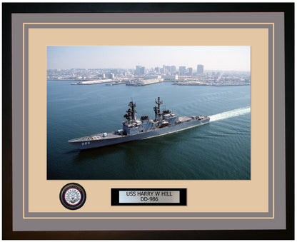 USS HARRY W HILL DD-986 Framed Navy Ship Photo Grey