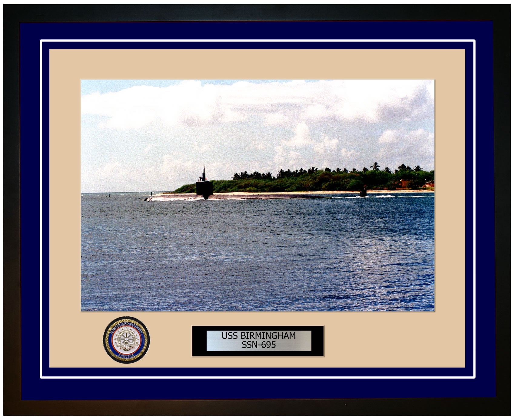 USS Birmingham SSN-695 Framed Navy Ship Photo Blue