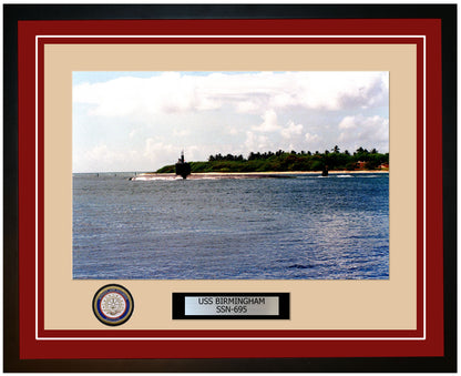 USS Birmingham SSN-695 Framed Navy Ship Photo Burgundy