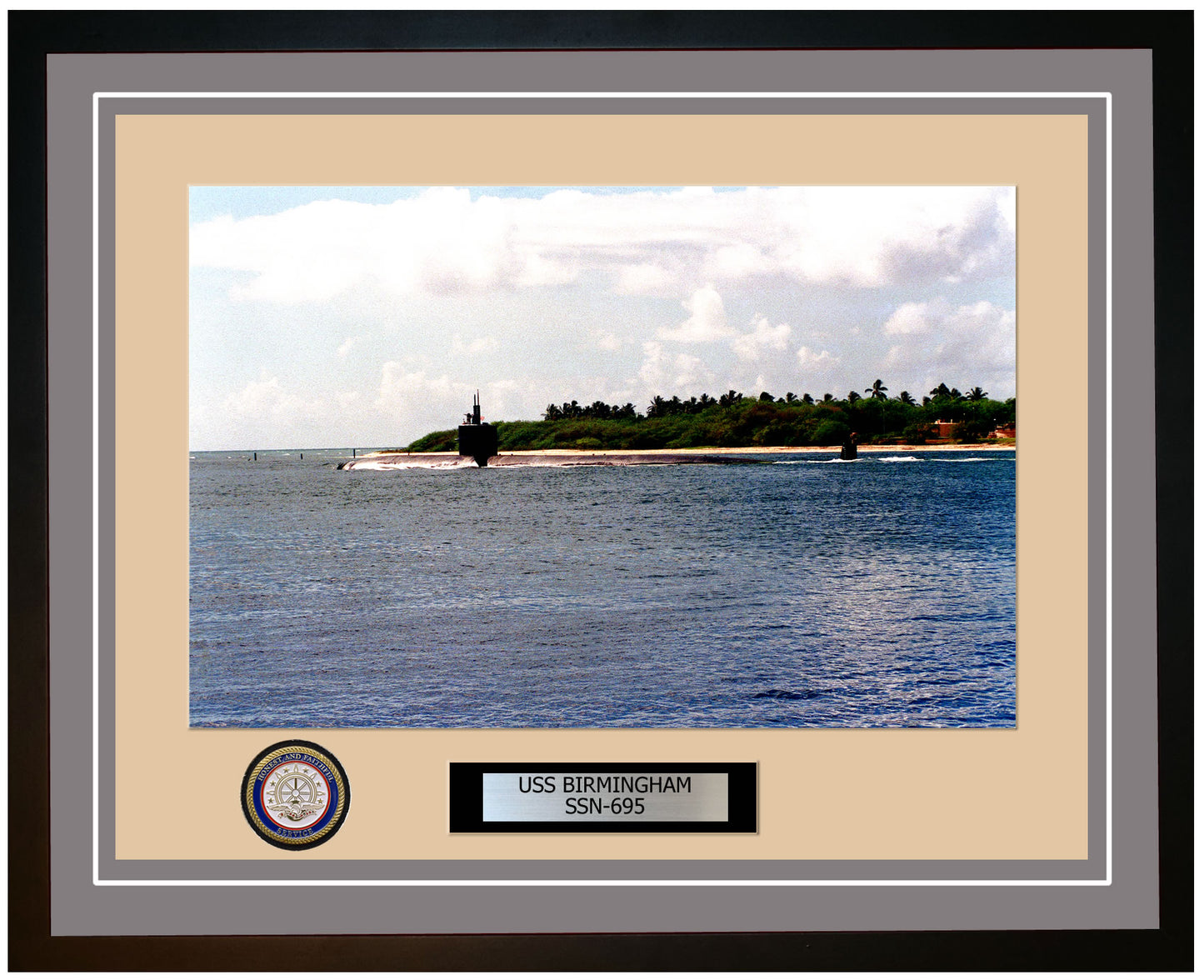 USS Birmingham SSN-695 Framed Navy Ship Photo Grey