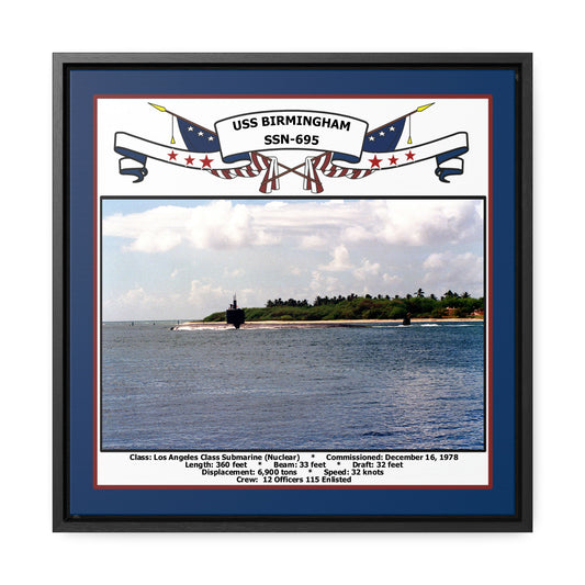 USS Birmingham SSN-695 Navy Floating Frame Photo Front View