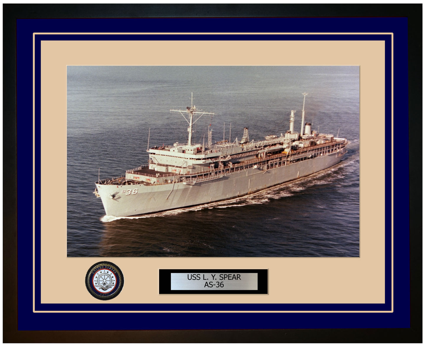 USS L-Y-SPEAR AS-36 Framed Navy Ship Photo Blue