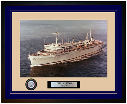 USS L-Y-SPEAR AS-36 Framed Navy Ship Photo Blue