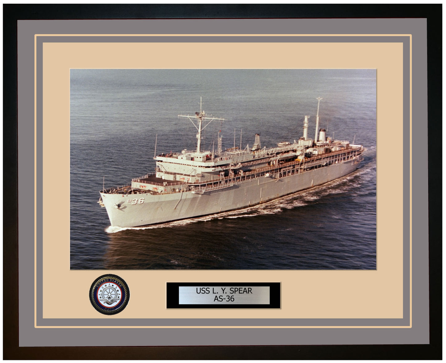 USS L-Y-SPEAR AS-36 Framed Navy Ship Photo Grey
