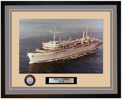 USS L-Y-SPEAR AS-36 Framed Navy Ship Photo Grey