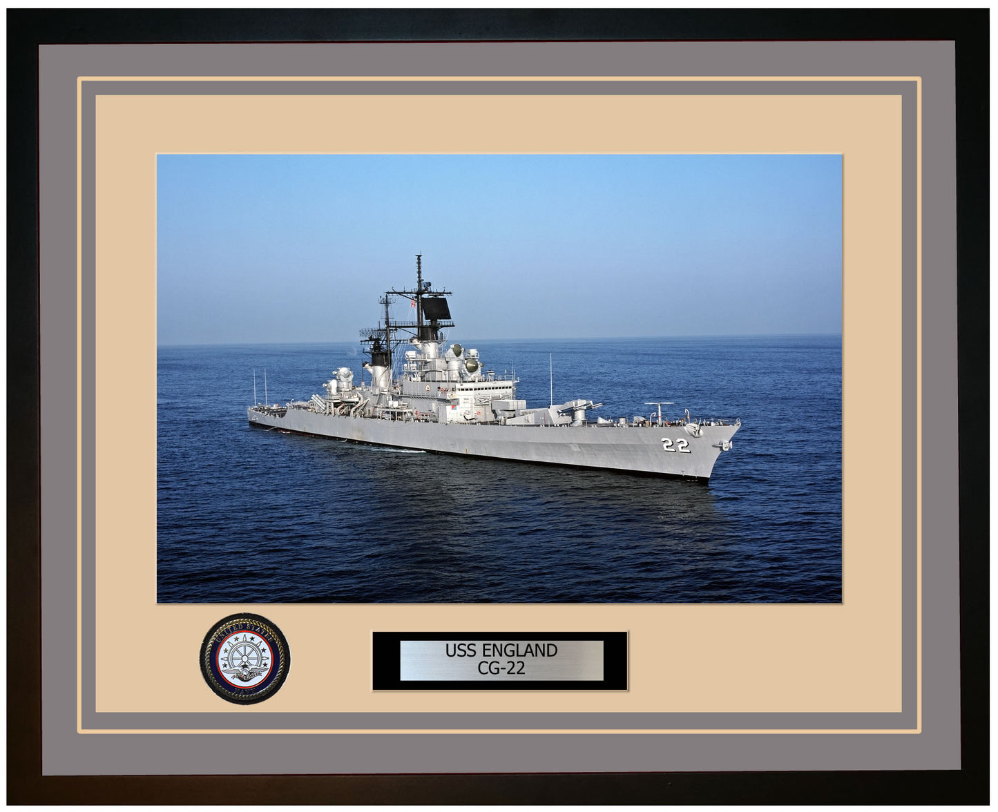 USS ENGLAND CG-22 Framed Navy Ship Photo Grey