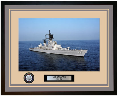 USS ENGLAND CG-22 Framed Navy Ship Photo Grey