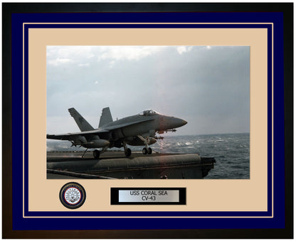 USS CORAL SEA CV-43 Framed Navy Ship Photo Blue