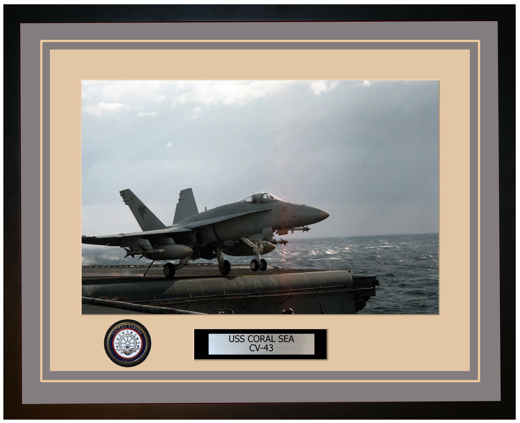 USS CORAL SEA CV-43 Framed Navy Ship Photo Grey