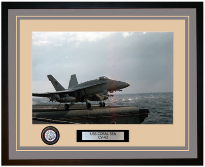 USS CORAL SEA CV-43 Framed Navy Ship Photo Grey