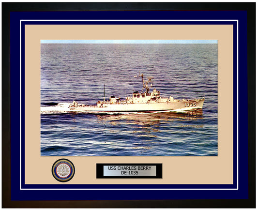 USS Charles Berry DE-1035 Framed Navy Ship Photo Blue