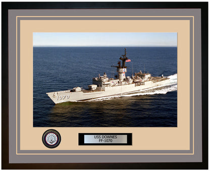USS DOWNES FF-1070 Framed Navy Ship Photo Grey