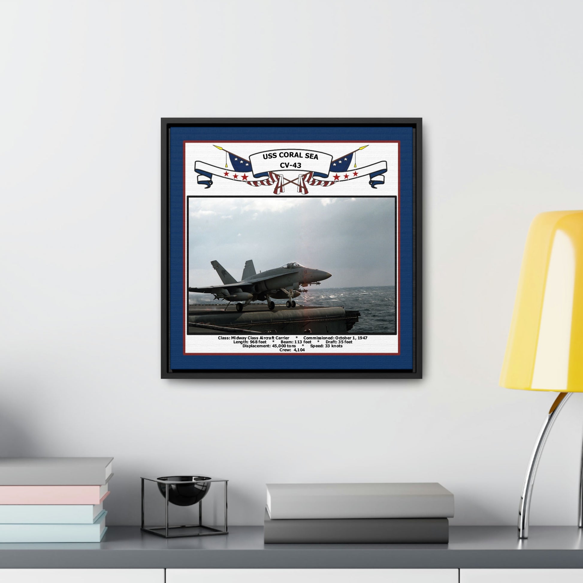 USS Coral Sea CV-43 Navy Floating Frame Photo Desk View