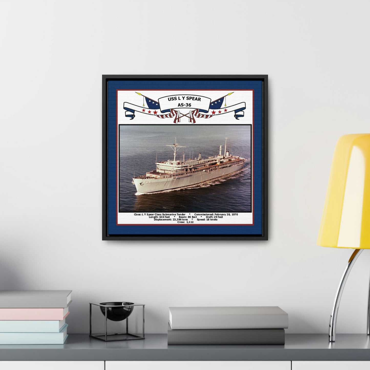 USS L Y Spear AS-36 Navy Floating Frame Photo Desk View
