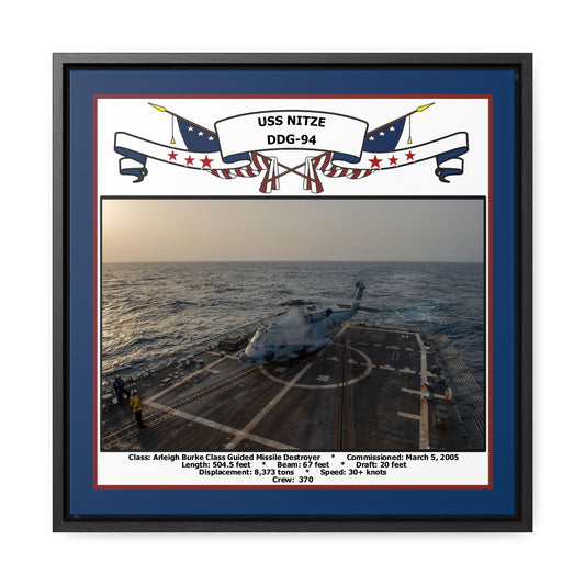 USS Nitze DDG-94 Navy Floating Frame Photo Front View