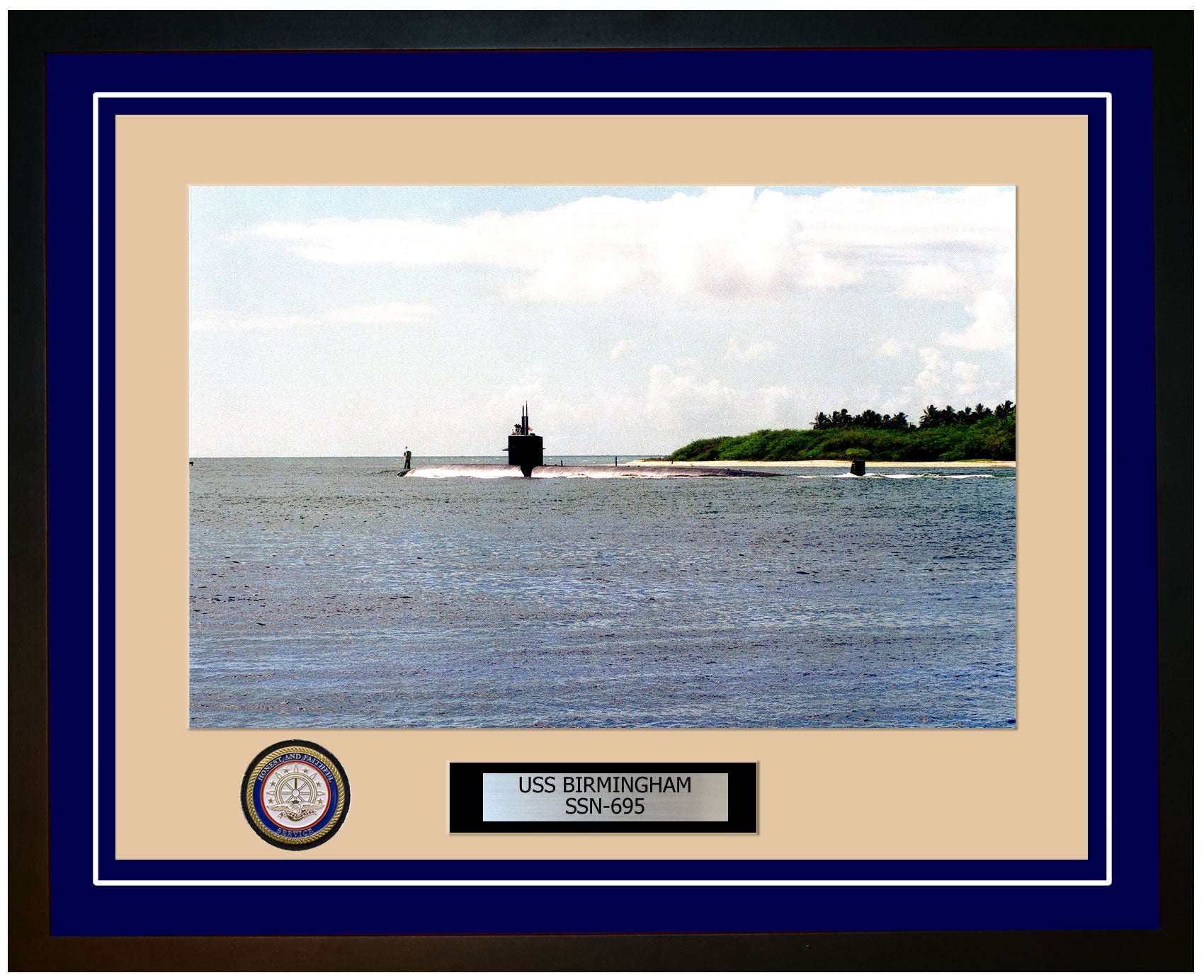 USS Birmingham SSN-695 Framed Navy Ship Photo Blue