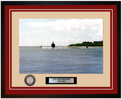 USS Birmingham SSN-695 Framed Navy Ship Photo Burgundy
