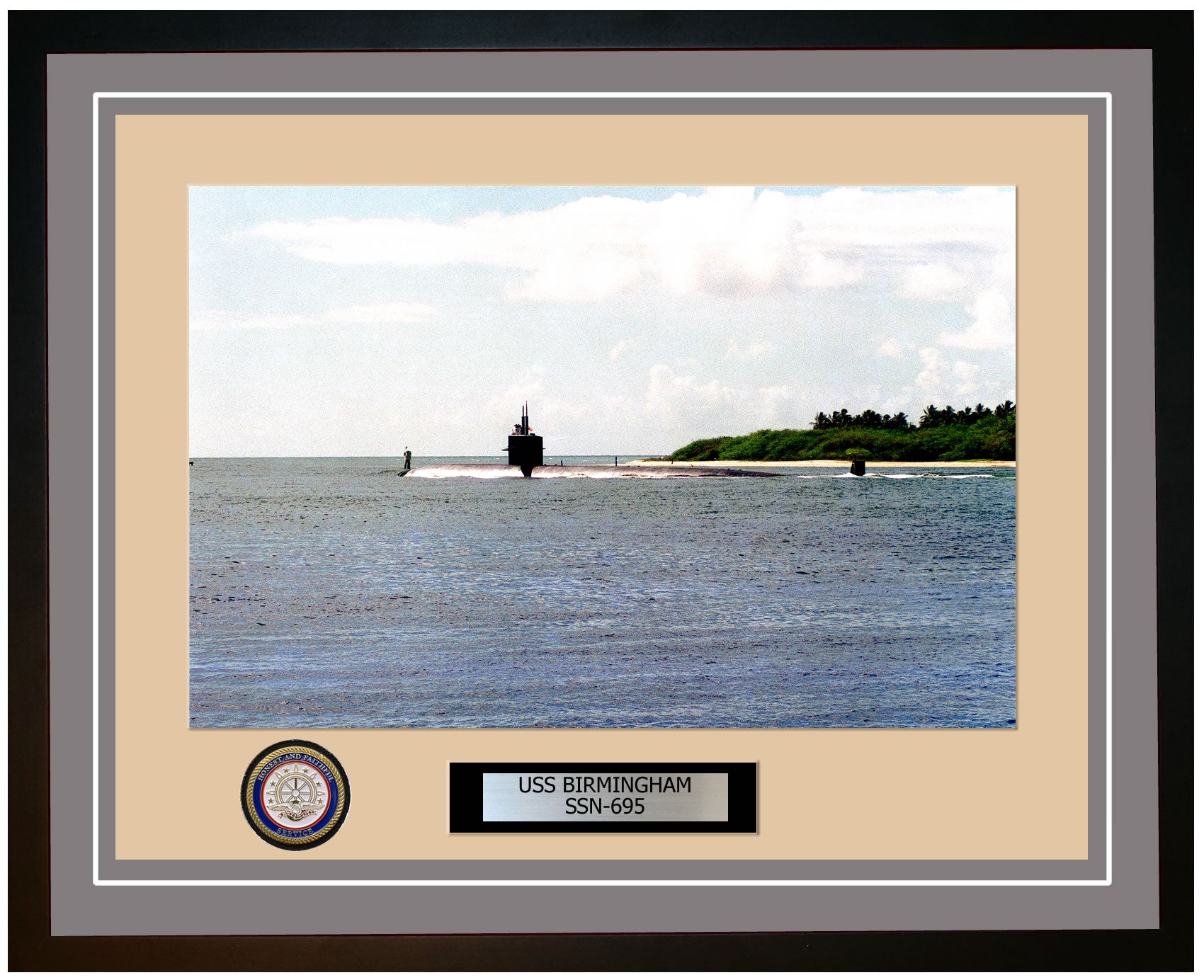USS Birmingham SSN-695 Framed Navy Ship Photo Grey