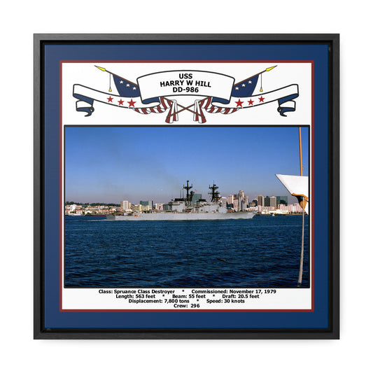 USS Harry W Hill DD-986 Navy Floating Frame Photo Front View