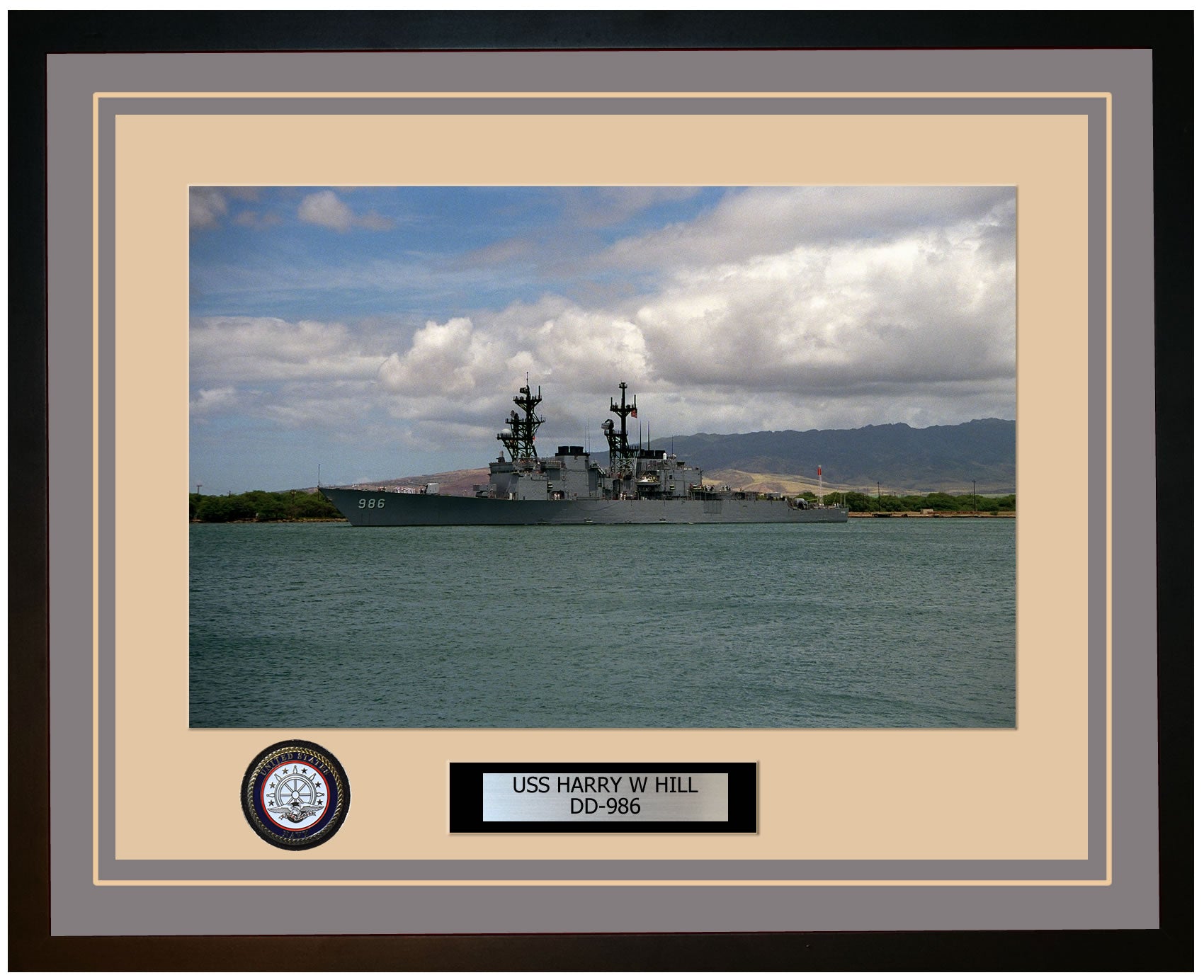 USS HARRY W HILL DD-986 Framed Navy Ship Photo Grey