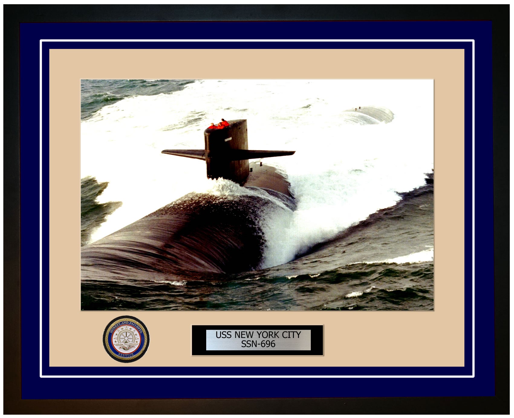 USS New York City SSN-696 Framed Navy Ship Photo Blue