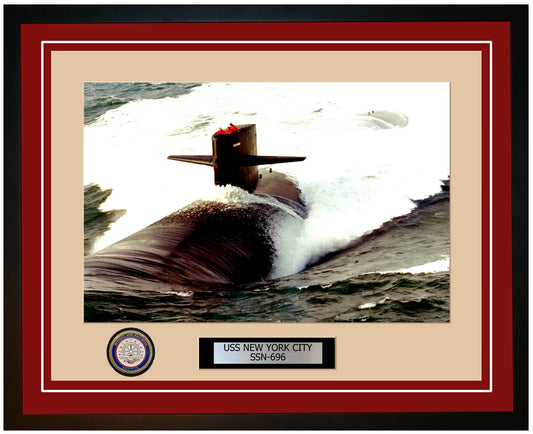 USS New York City SSN-696 Framed Navy Ship Photo Burgundy