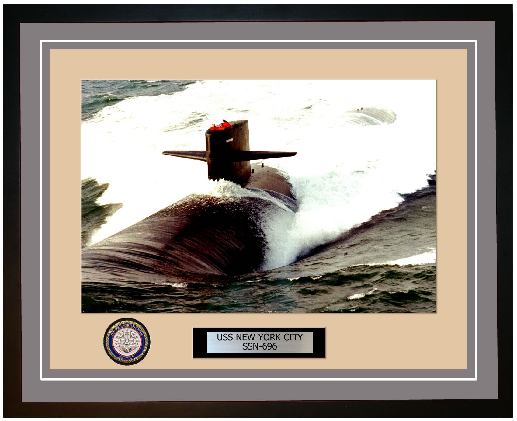 USS New York City SSN-696 Framed Navy Ship Photo Grey