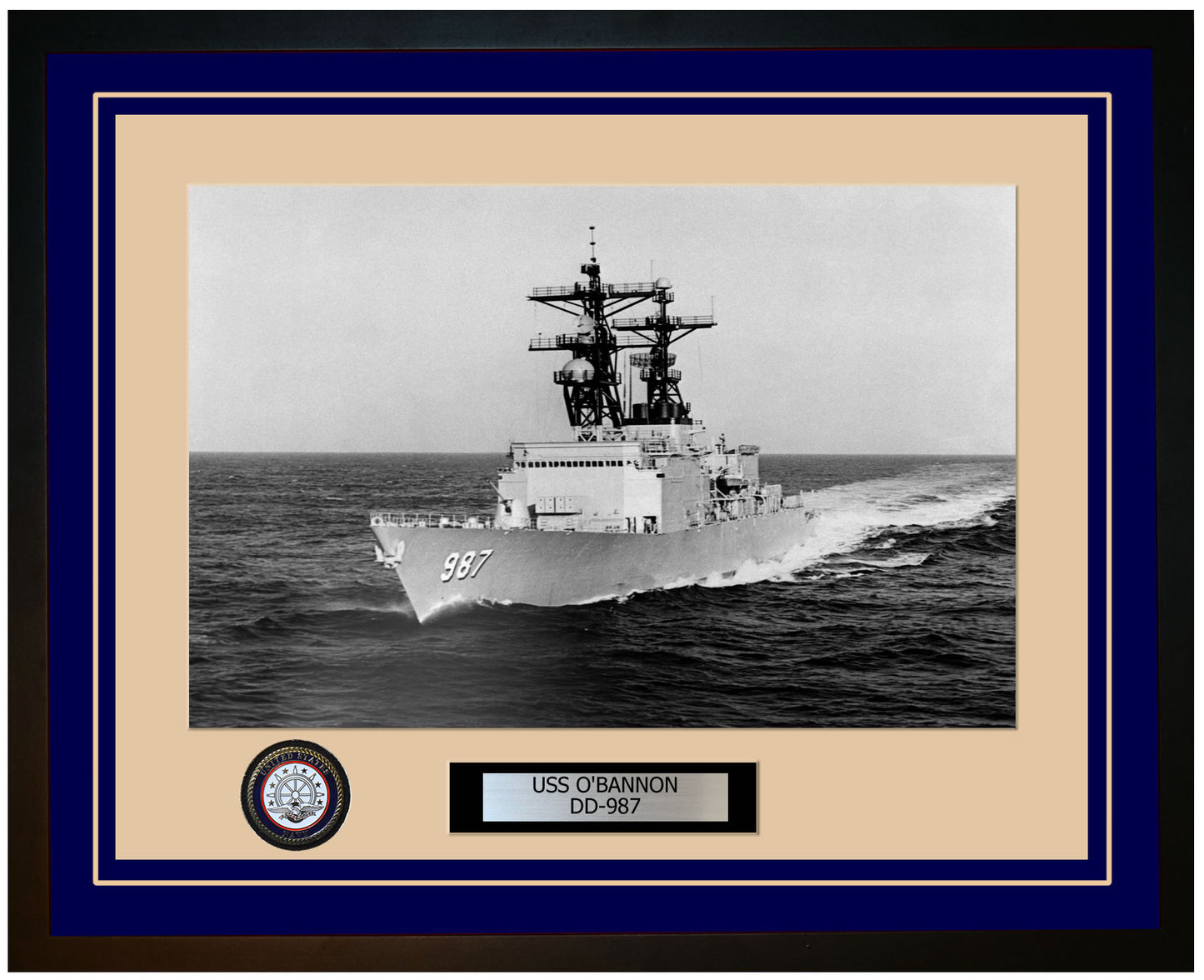 USS O'BANNON DD-987 Framed Navy Ship Photo Blue