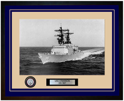 USS O'BANNON DD-987 Framed Navy Ship Photo Blue