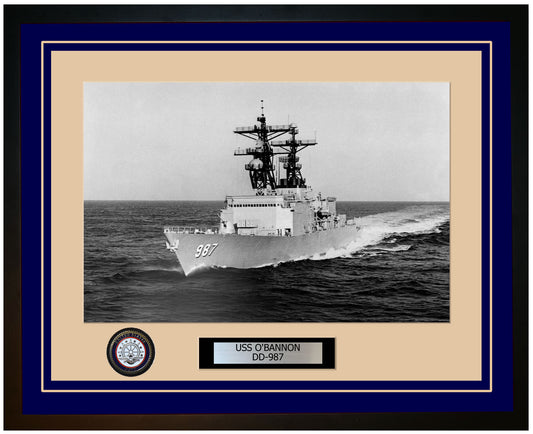 USS O'BANNON DD-987 Framed Navy Ship Photo Blue