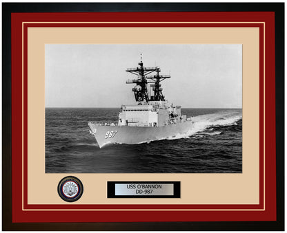 USS O'BANNON DD-987 Framed Navy Ship Photo Burgundy
