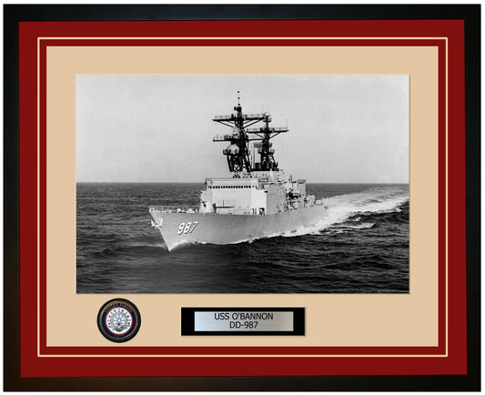 USS O'BANNON DD-987 Framed Navy Ship Photo Burgundy