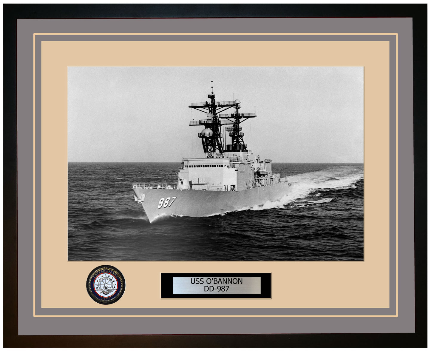 USS O'BANNON DD-987 Framed Navy Ship Photo Grey