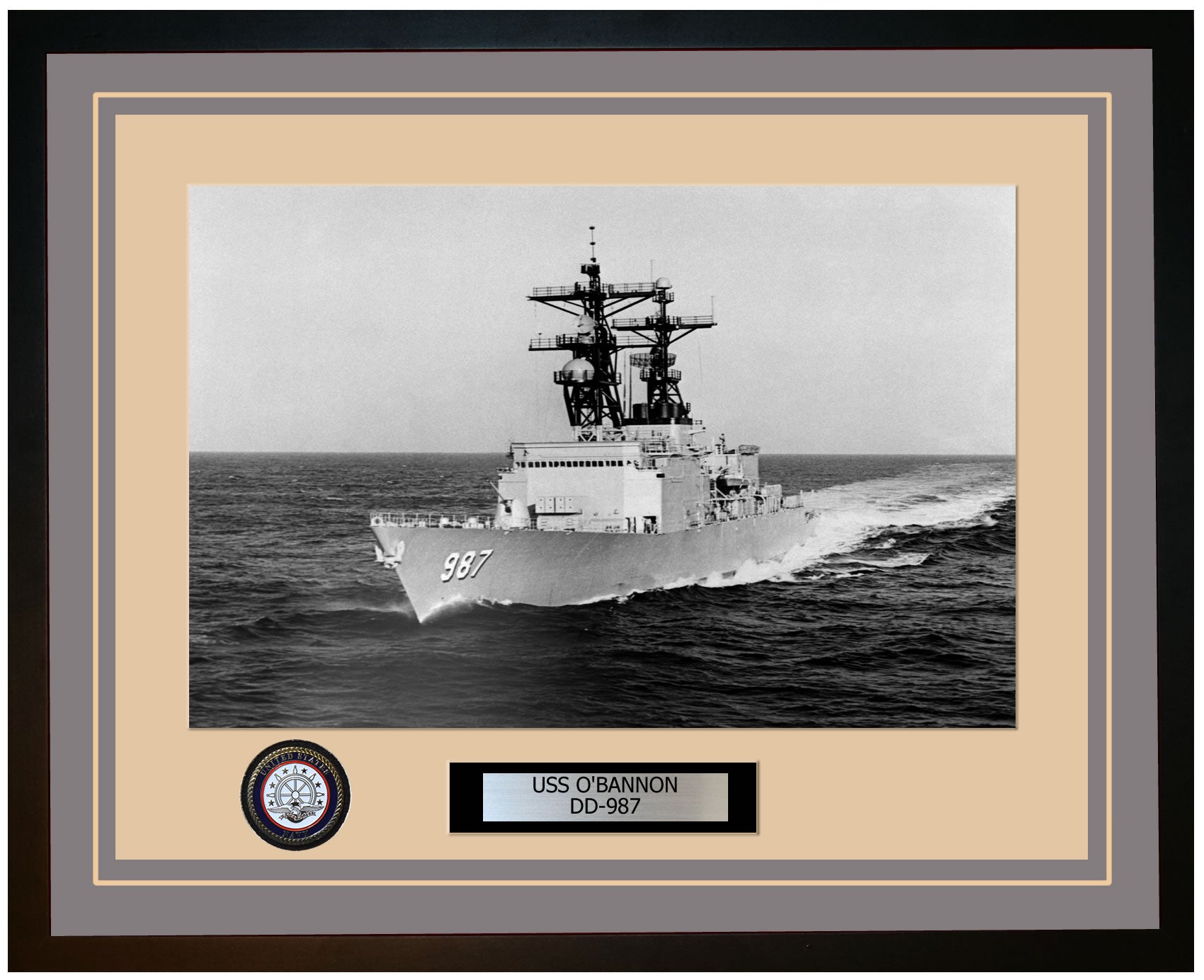 USS O'BANNON DD-987 Framed Navy Ship Photo Grey