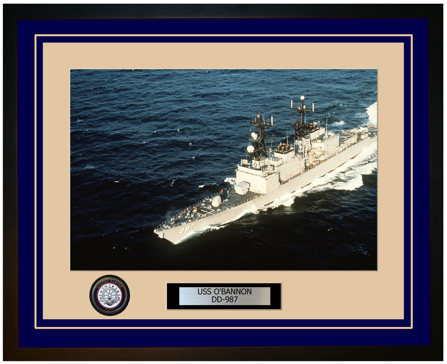 USS O'BANNON DD-987 Framed Navy Ship Photo Blue
