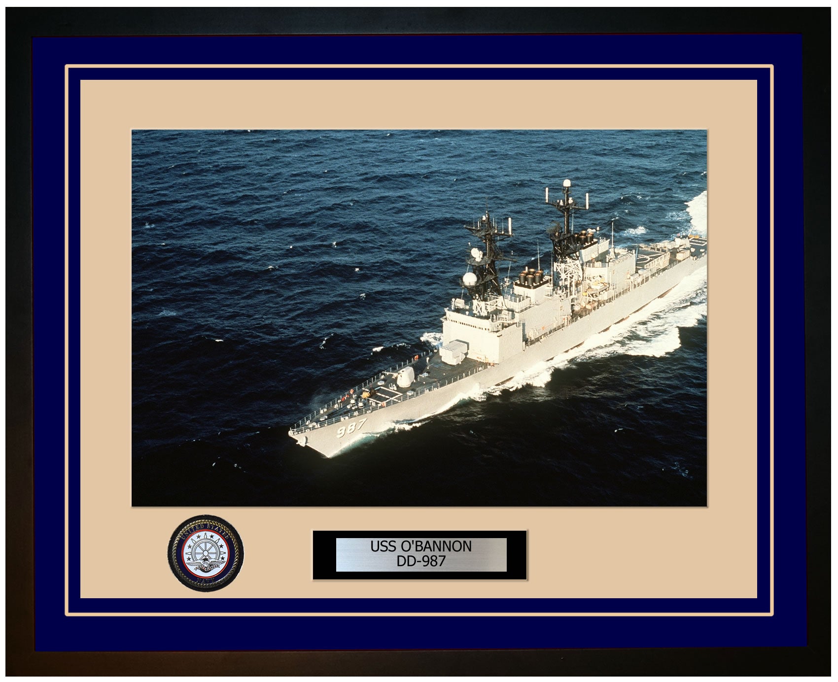 USS O'BANNON DD-987 Framed Navy Ship Photo Blue