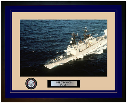 USS O'BANNON DD-987 Framed Navy Ship Photo Blue