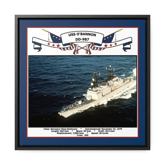 USS O'Bannon DD-987 Navy Floating Frame Photo Front View