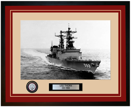 USS THORN DD-988 Framed Navy Ship Photo Burgundy