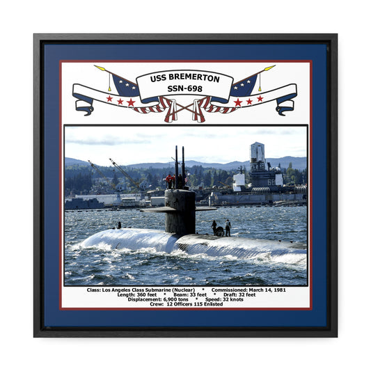 USS Bremerton SSN-698 Navy Floating Frame Photo Front View