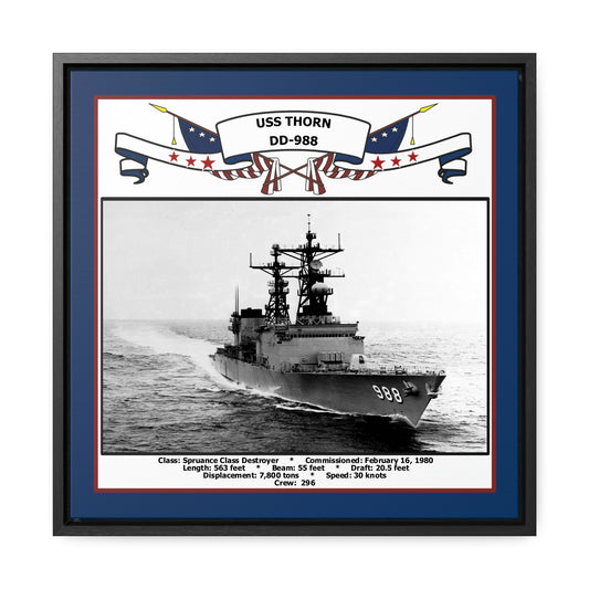USS Thorn DD-988 Navy Floating Frame Photo Front View