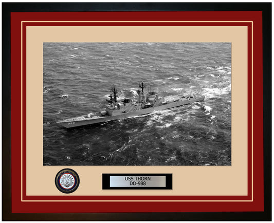 USS THORN DD-988 Framed Navy Ship Photo Burgundy