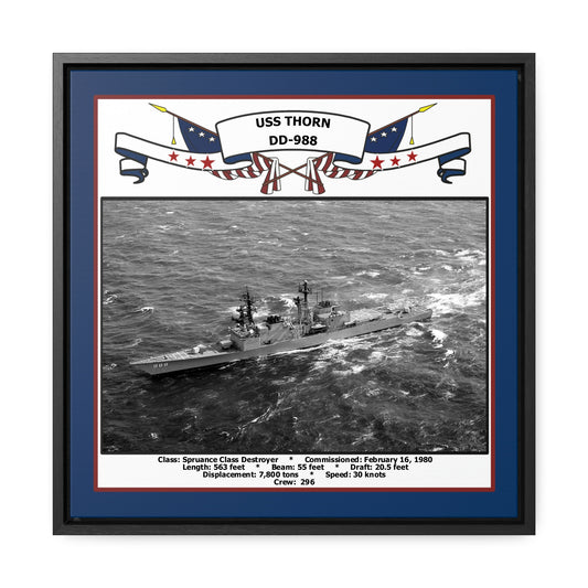 USS Thorn DD-988 Navy Floating Frame Photo Front View