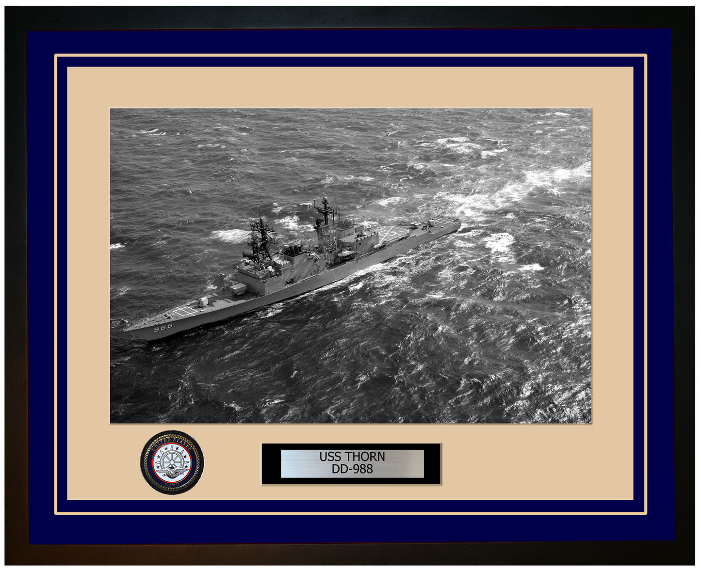 USS THORN DD-988 Framed Navy Ship Photo Blue