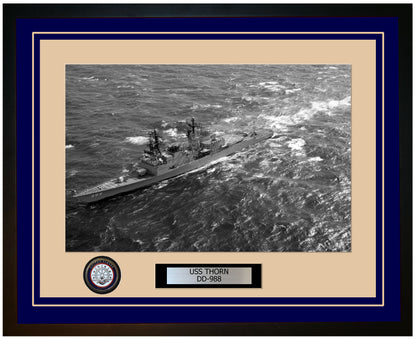 USS THORN DD-988 Framed Navy Ship Photo Blue