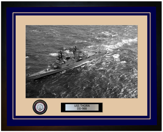 USS THORN DD-988 Framed Navy Ship Photo Blue